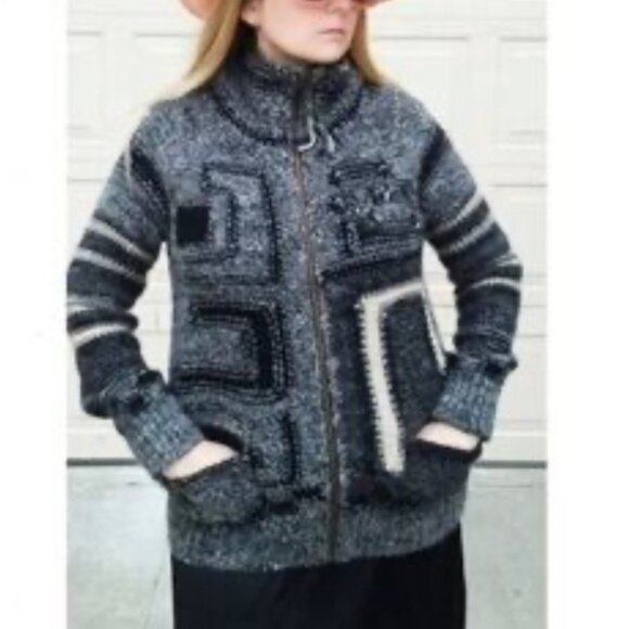 Wilfred campus sweater Gray and Black Patterned zipper coatxs - Picture 1 of 5